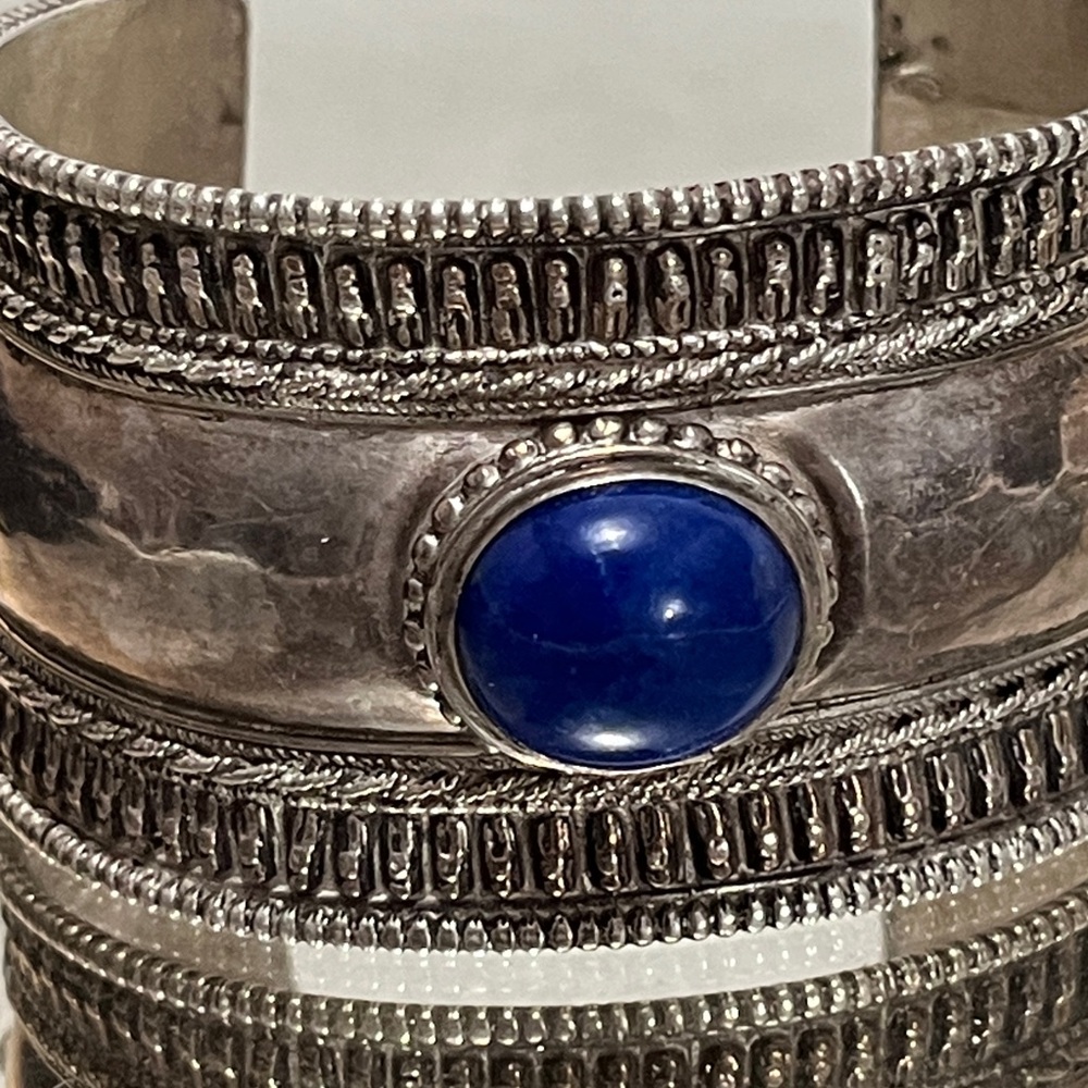 Antique lapis sterling bangle - Picture 2 of 6